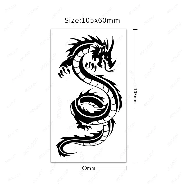 Tattoo Stickers Chinese Dragon Cool Loong Shape Neck Hand Foot Arm Fake Tatto for Women Men Waterproof Temporary Makeup Body Art