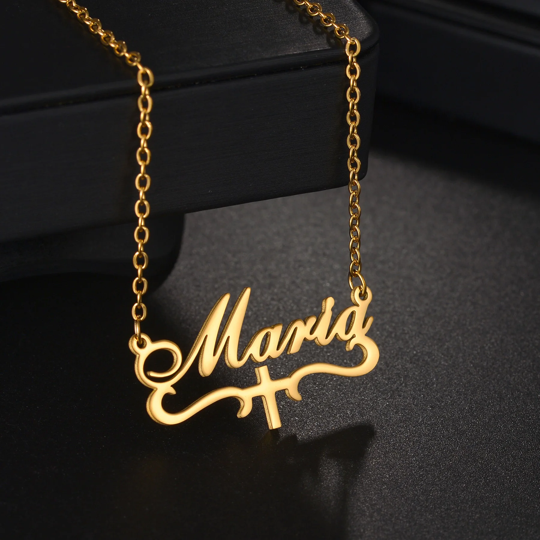 Atoztide Custom Name Necklace for Women Bottom Heart Crown Stainless Steel Jewelry Choker Chain Personalized Birthday Gift