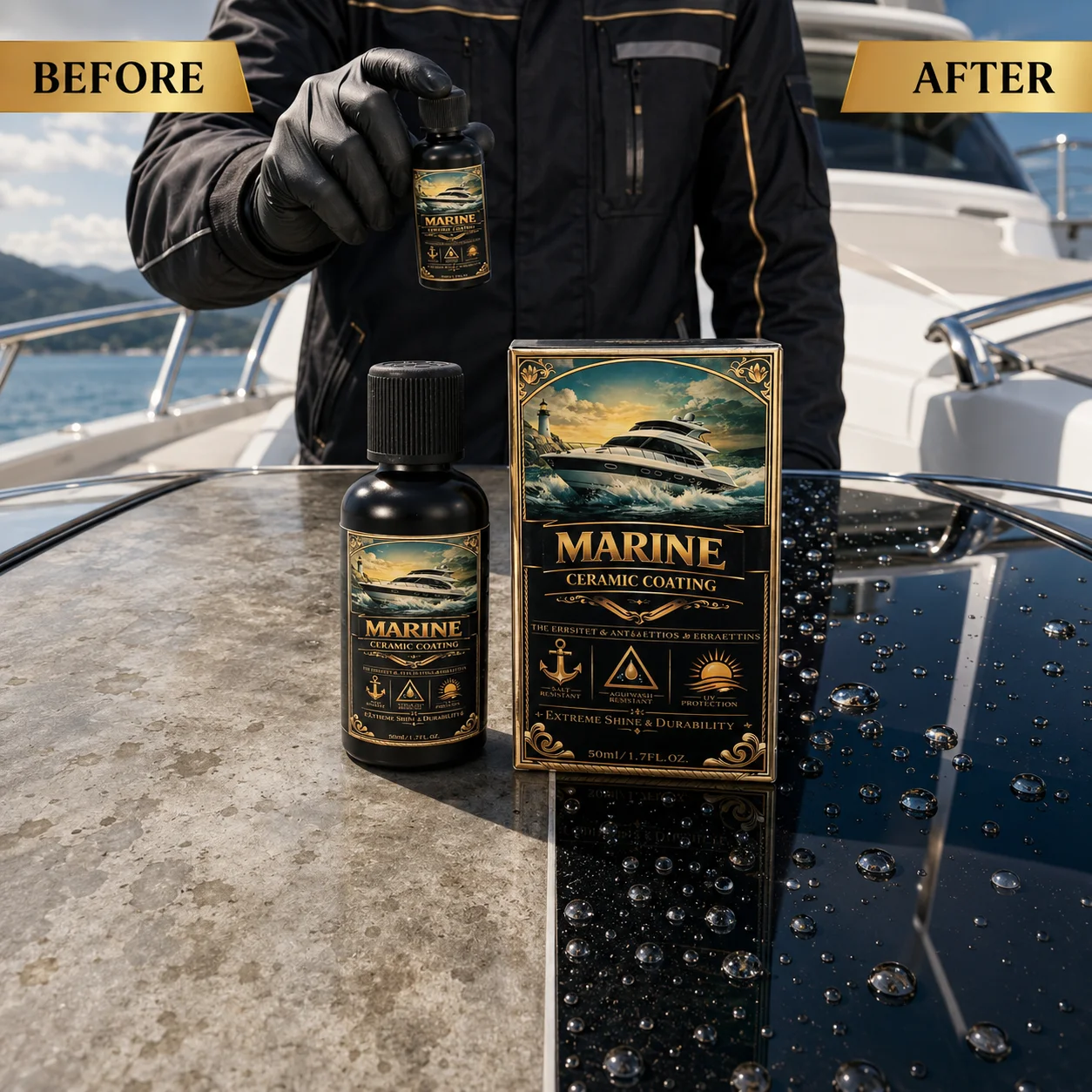 MARINE CERAMIC COATING for Boats – Long-Lasting Nano Protection Against Saltwater, Oxidation & Sun Damage