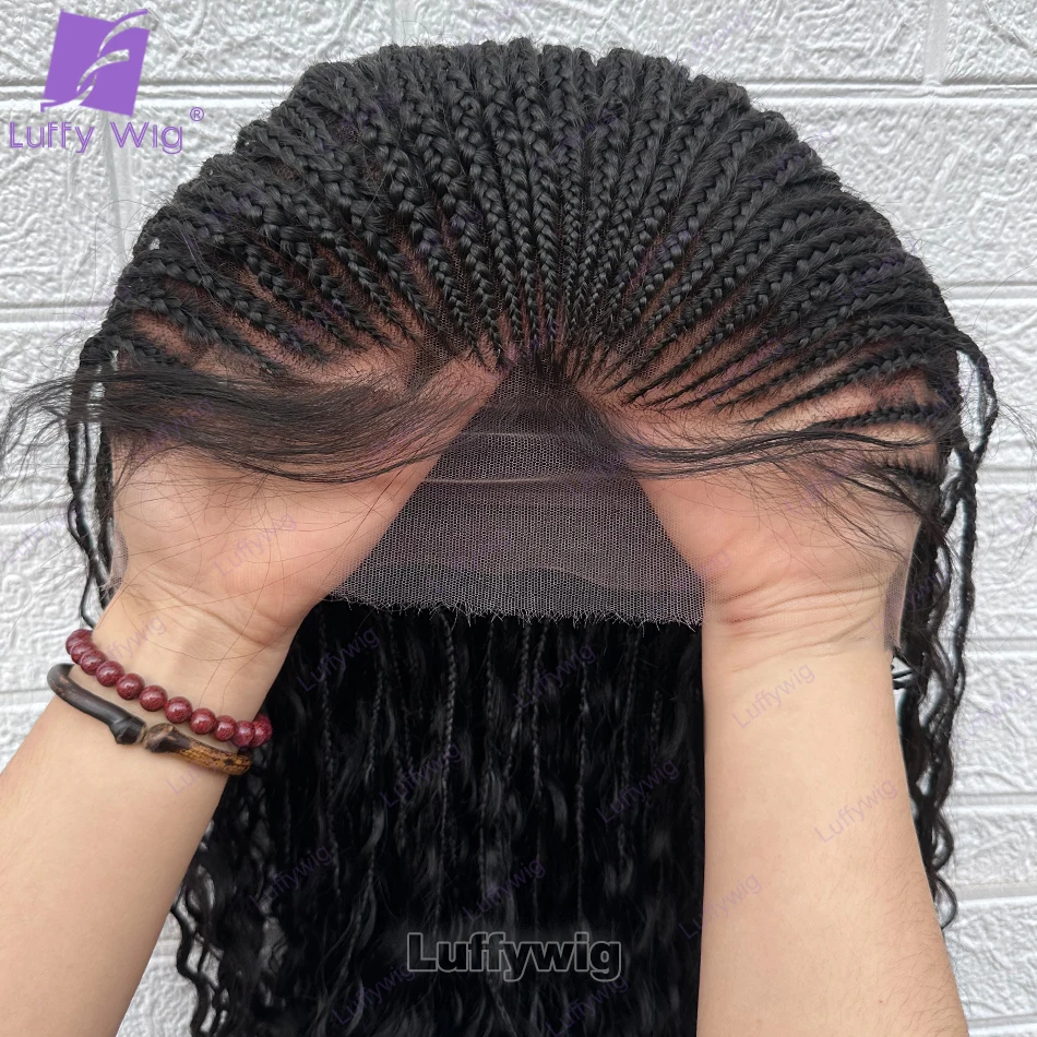 

Braided Wigs Knotless Cornrow Wig Hd Lace Full Lace Wig Human Hair with Baby Hair Boho Box Braid Wigs Curly Lace Wigs for Women