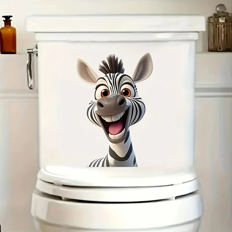 MT1151# Funny Zebra Sticker, Durable Material, Ideal for Toilet，Home Wall Decor, Aesthetic Room Decoration