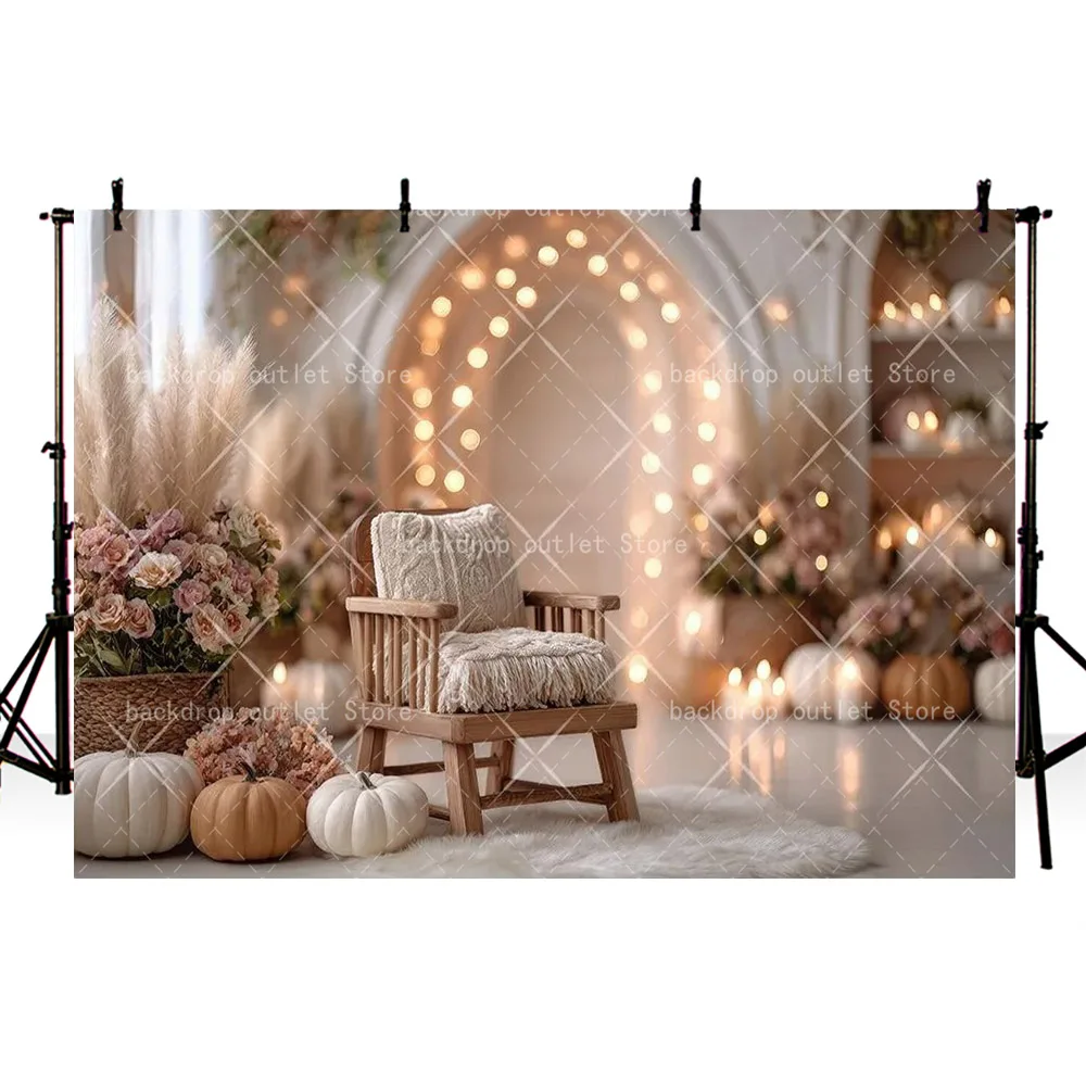 Mehofond Boho Sofa Chair Photography Background Autumn Vintage Arch Wall Kids Birthday Maternity Portrait Backdrop Photo Studio