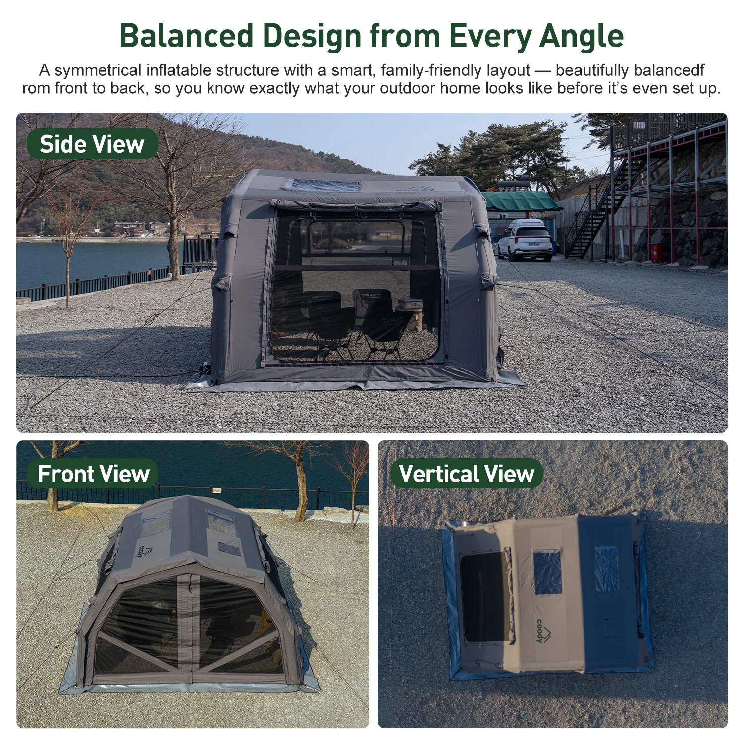 

10.0 Pro Air Tent-Gray New Style Cotton Single-Layer Inflatable Camping Tent Portable 2-4 Person Inflatable Canvas Tent