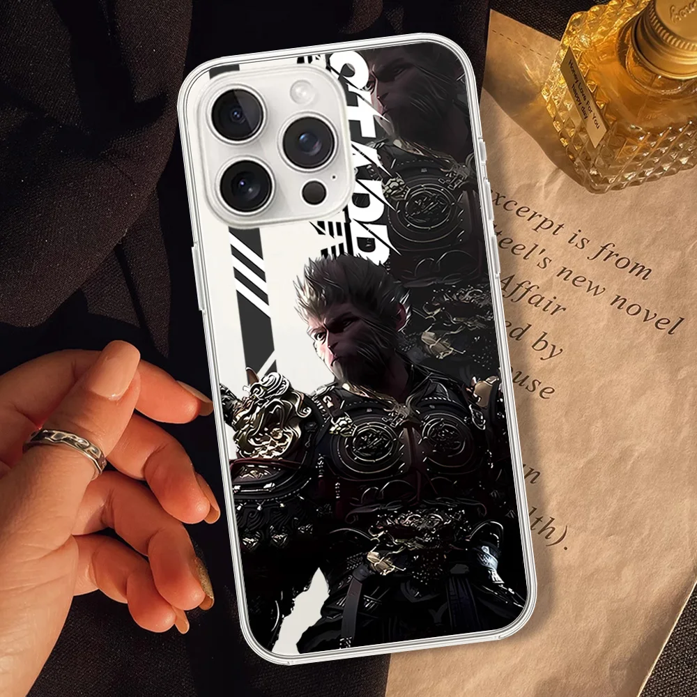 Phone Case For Samsung S24 23 22 21 ULTRA PLUS A55 35 25 15 04 5G Transparent Shell Game Black Myth W-Wukong