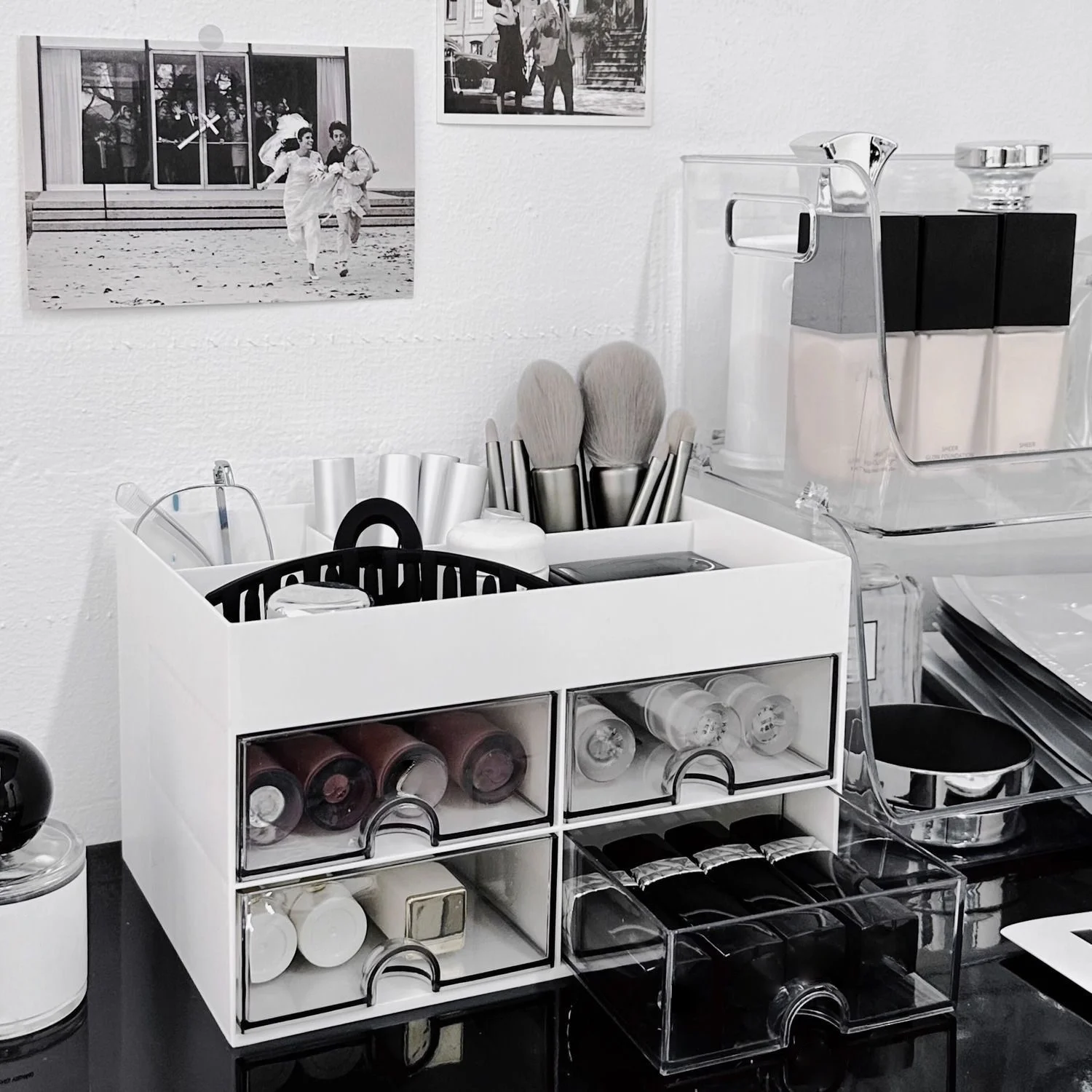1 PC Multi-Functional Desktop Storage Box with Drawers, Office Stationery Storage Box, Vanity Cosmetics Storage Box view 6