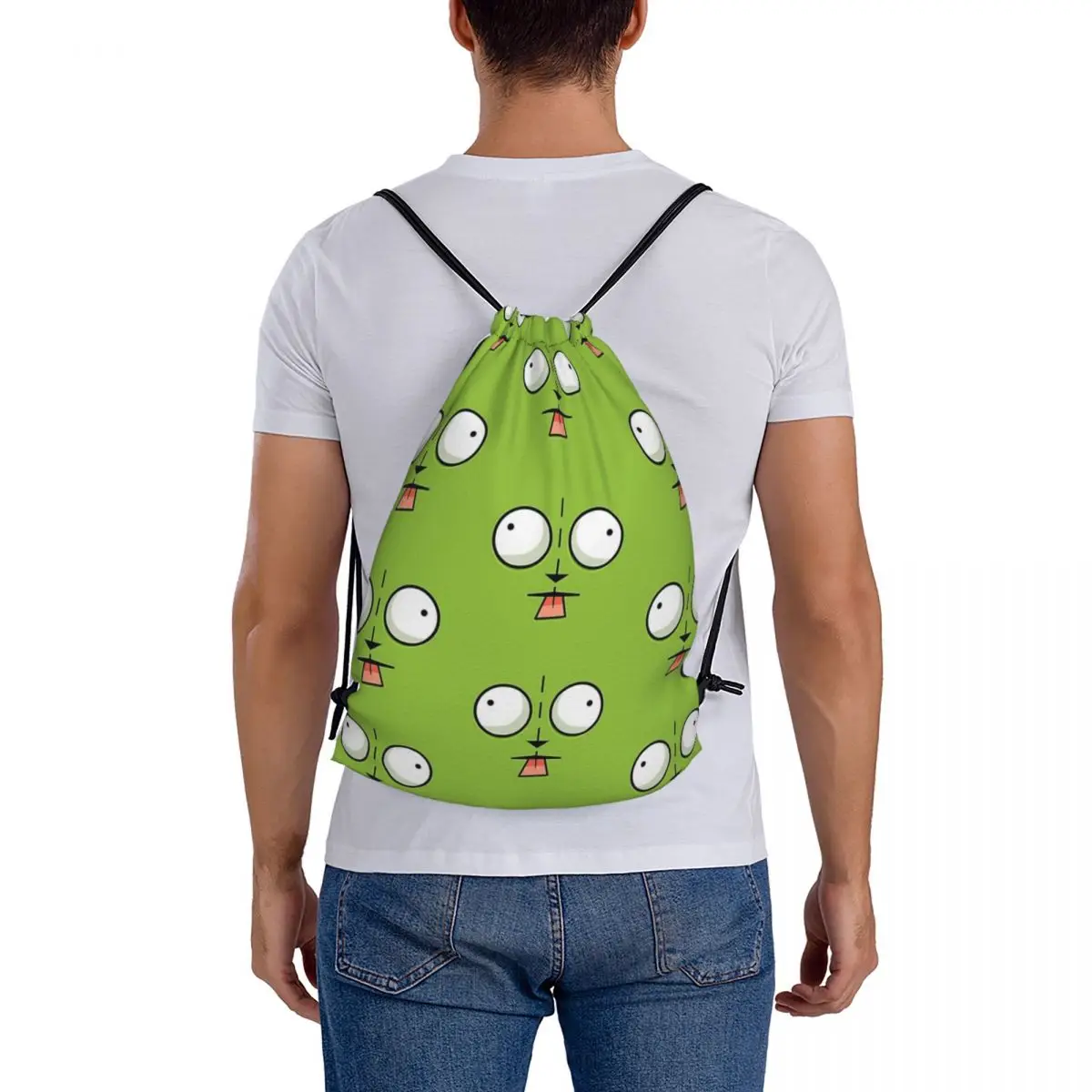 Gir Face - Invader Zim Cartoon Backpacks Portable Drawstring Bags Sports Bag Book Bags for Travel School