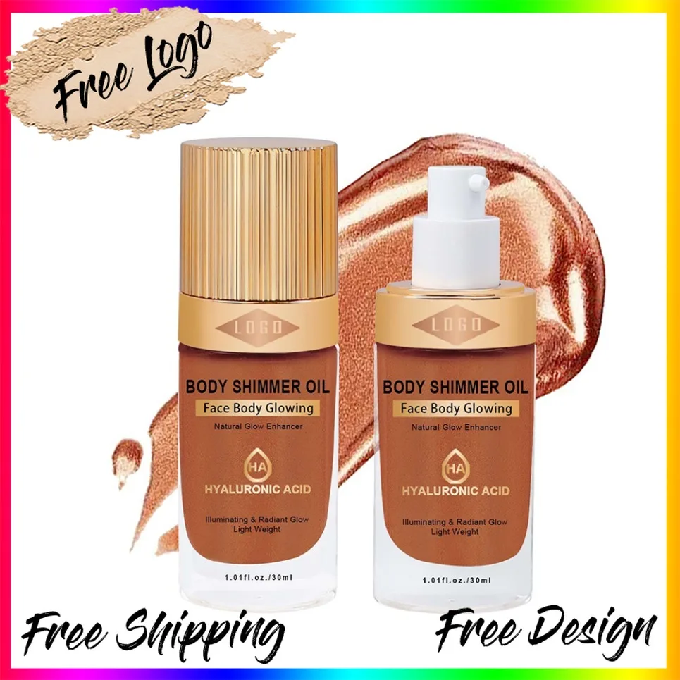 توهج لامع الجسم الوجه السائل تمييز العلامة الخاصة شعار مخصص ماكياج نباتي بالجملة