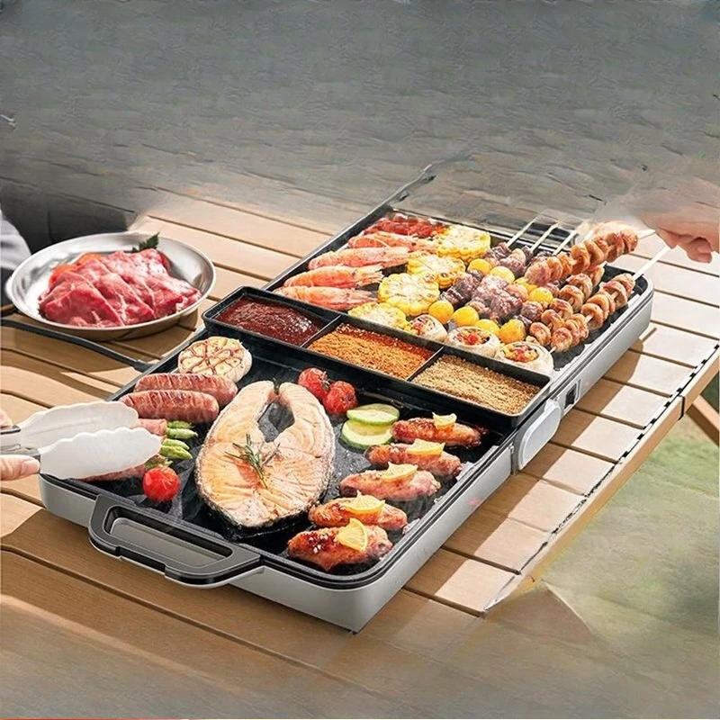 

Folding electric baking pan, barbecue pot, electric oven, household multi-function