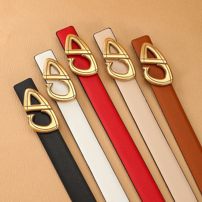 Nuova cintura da donna da 2,5 cm Cintura formale da donna in vera pelle Cintura con fibbia in metallo di alta qualità per jeans da donna