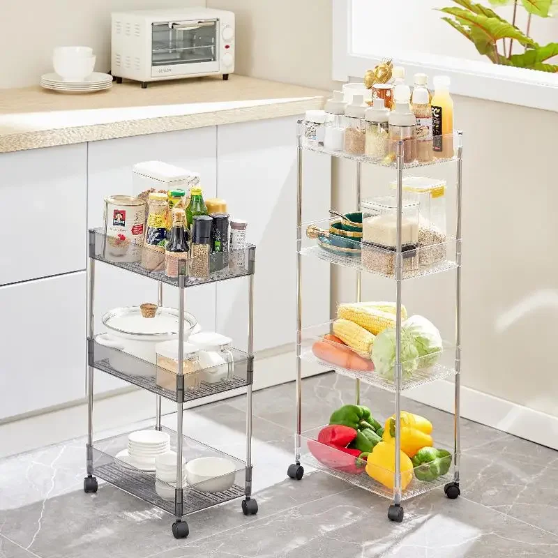 

Kitchen Crevice Storage Rack,living Room, Bedroom, Balcony,floor Vegetable Seasoning Storage Movable Trolley Home Organizer