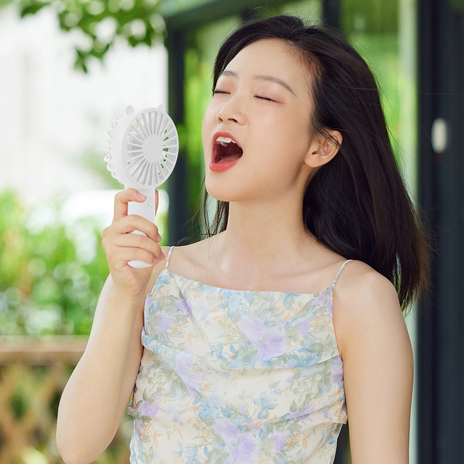 

Mini Portable Fan USB Rechargeable 3 Speed Small White Handheld Fans Travel Large Digital Display Cooling