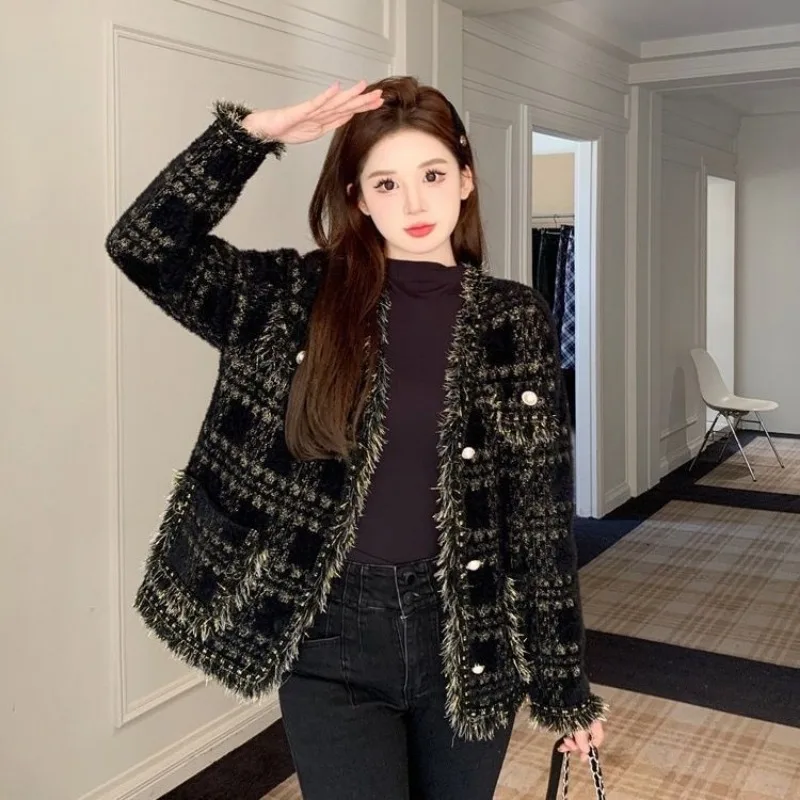 

Spring Autumn New Coat Loose Women Top Cardigan Fringe Jacket Luxury Design Women's Clothing V-neck Single-breasted Tops