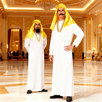 Arabian Prince Costume Adult White Robe with Headscarf Polyester Fabric Street Style Game Theme Middle East Rich Clothes