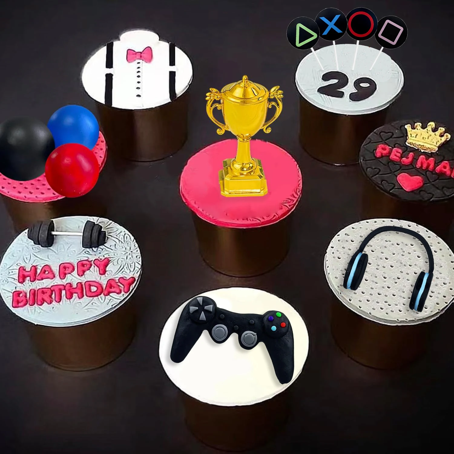 34pcs วิดีโอเกมเค้ก Topper ชุด - Party Games On Switch บทวิจารณ์และราคา