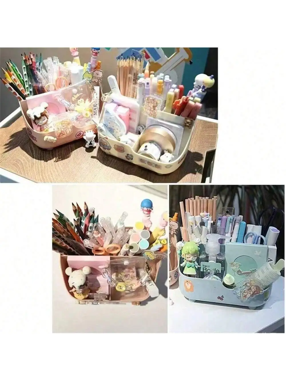 1pc Rural Wind Series Extra Large Capacity Desktop Storage Box Multi-functional Makeup Brush Storage Bucket Boy Girl Pen Holder