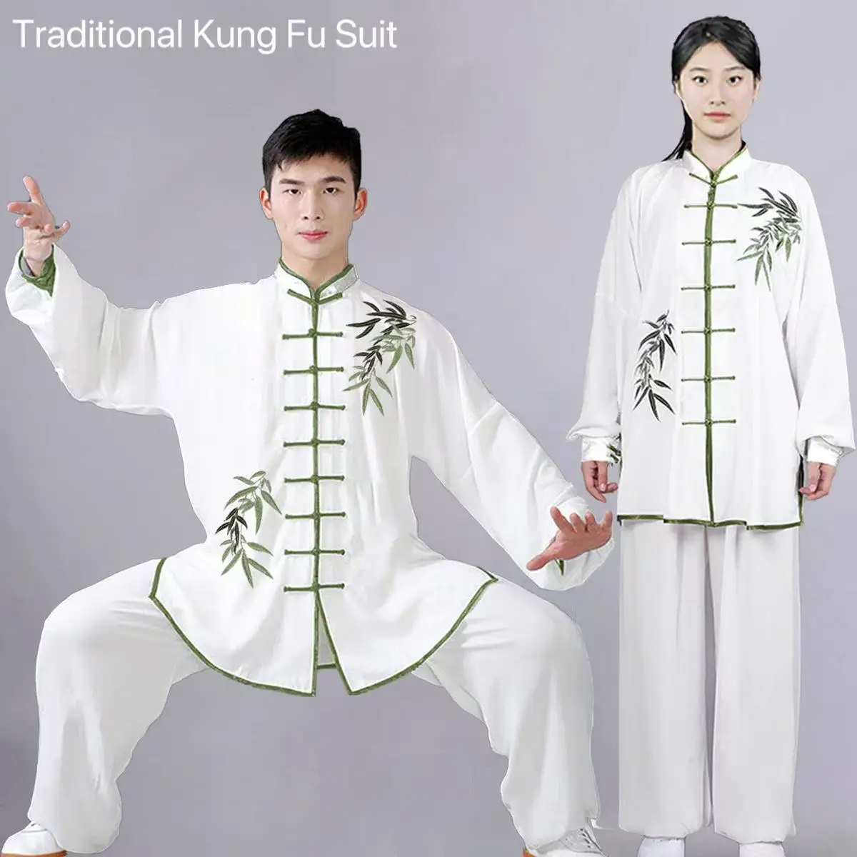 Traditional Embroidery Tai Chi Clothing Men Women Match Practice Kung Fu Uniform Middle-aged Elderly Exercise Outfit Stage Suit
