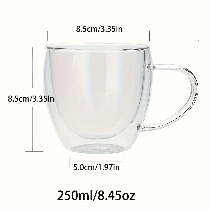 250ml Premium Double-Walled Borosilicate Glass Coffee Mug with Handle Heat Insulation High Temperature Juice Milk Coffee Cup