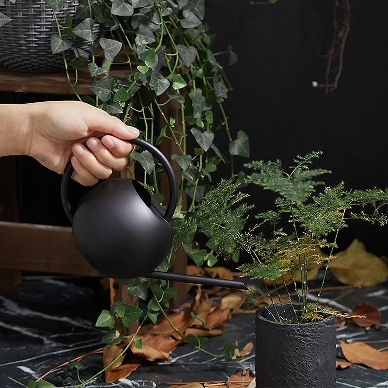 Stainless steel long mouth watering kettle household shower pot gardening big spray kettle metal sprinkling kettle water jug