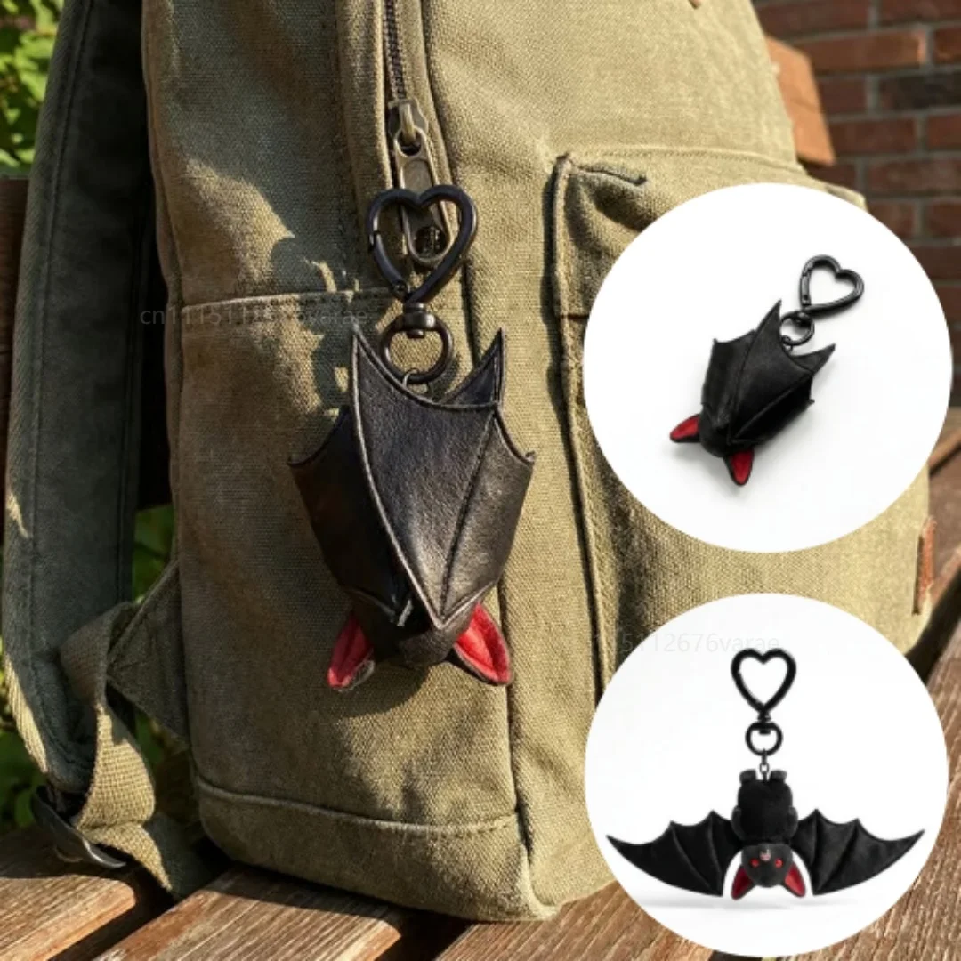 Plush Black Bat Keychain for Backpack Bag Handbag Purse Car Key Transformable Gothic Bat Key Ring Halloween Gift Брелок На Сумку