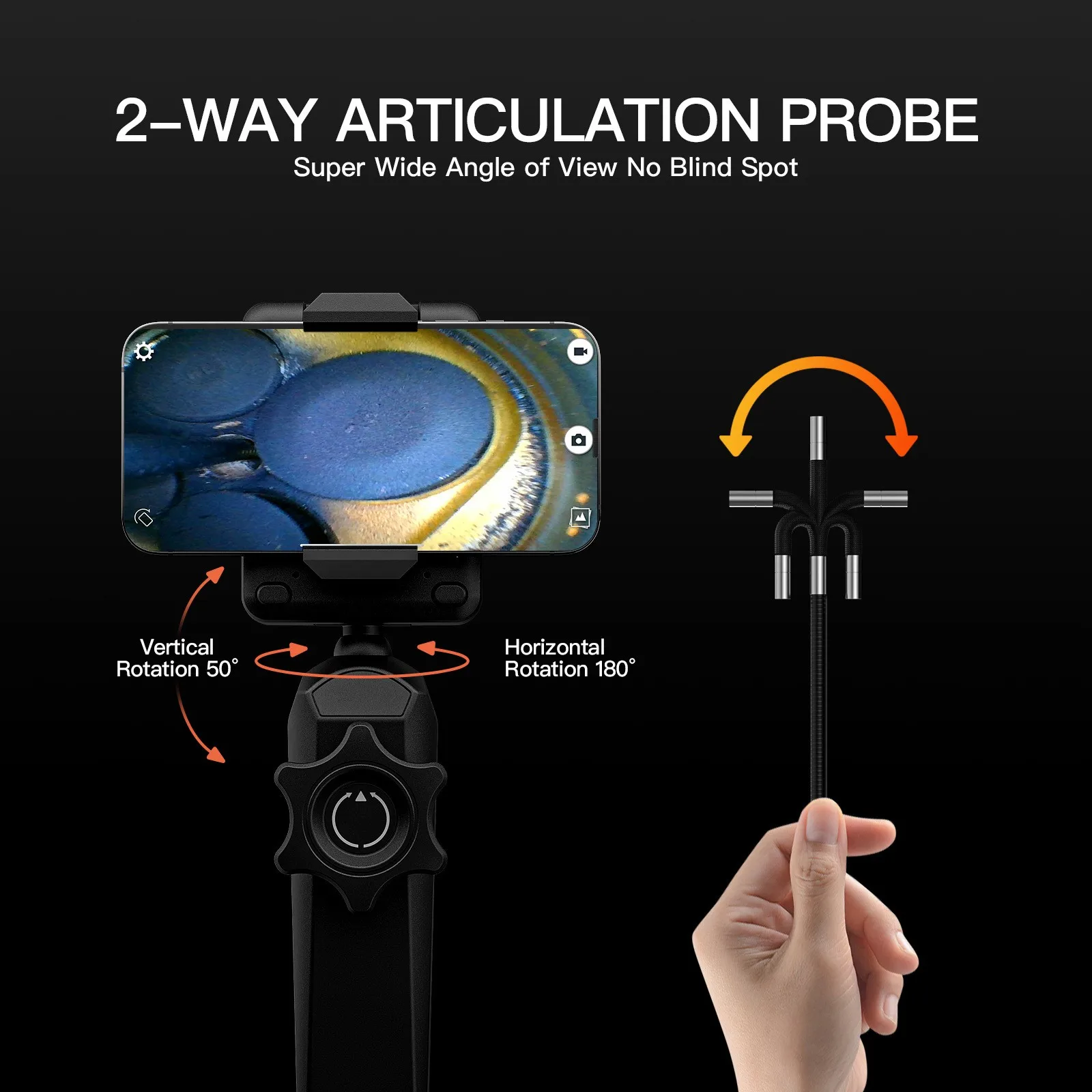 2MP 1080P 6MM 360Degree Steering Articulate WIFI Endoscope CMOS Borescope Inspection Otoscope Camera Digital Microscope