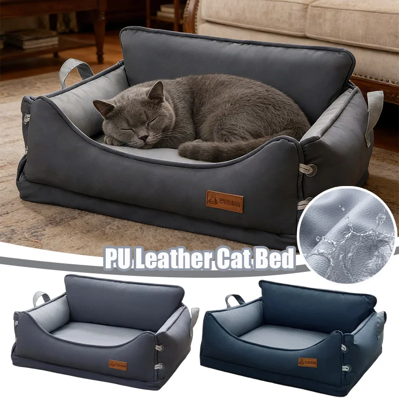 

1PC All Seasons Waterproof PU Leather Pet Couch Thick Soft Breathable Sofa Bed Anti-Dirty Removable Nest for Puppy Kitten Use