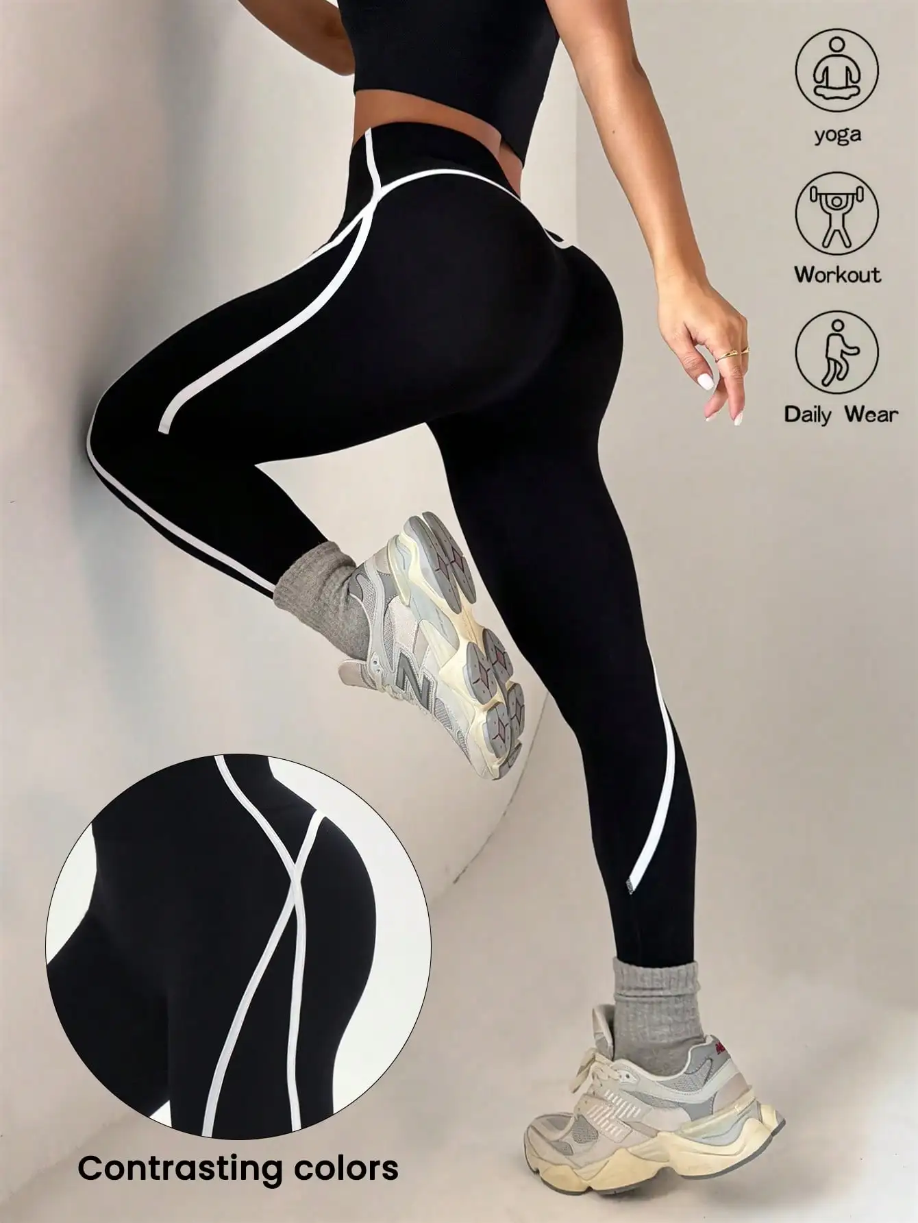 Striped yoga pants for women, quick drying outdoor sports pants, high waisted and hip lifting yoga pants, fitness clothes for wo