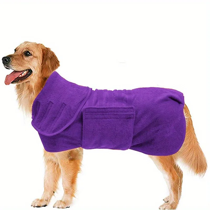 Geyecete Dog Bathrobe Towel Dog Drying Coat-Dry Fast Dog Bag-Pineapple Grid Fast Drying Super Absorbent Pet Dog Cat Bath Robe To