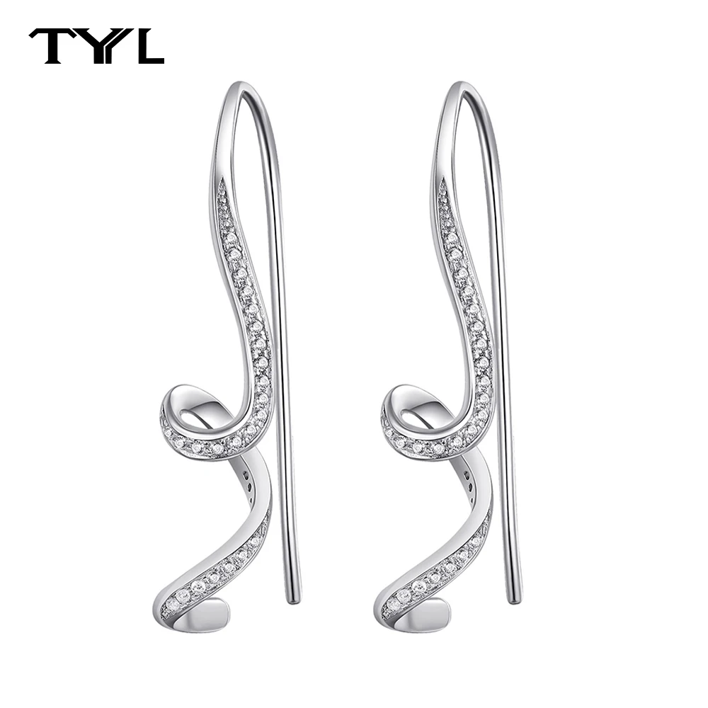 TYYL Long Wire Moissanite Twist Threader Earrings Women 925 Sterling Silver Hoop Hypoallergenic High Quality Fine Jewelry Gifts