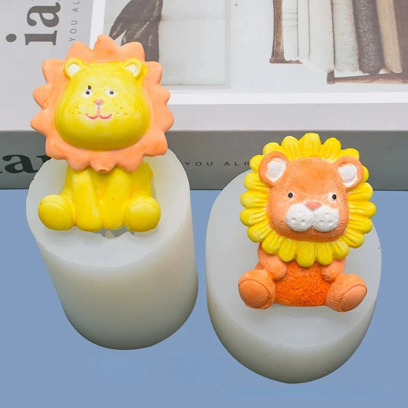 Cute Lion Silicone Candle Mold 3D Animal Soap Plaster Resin Cement Casting Molds DIY Chocolate Ice Cake Baking Tools Home Gift view 5