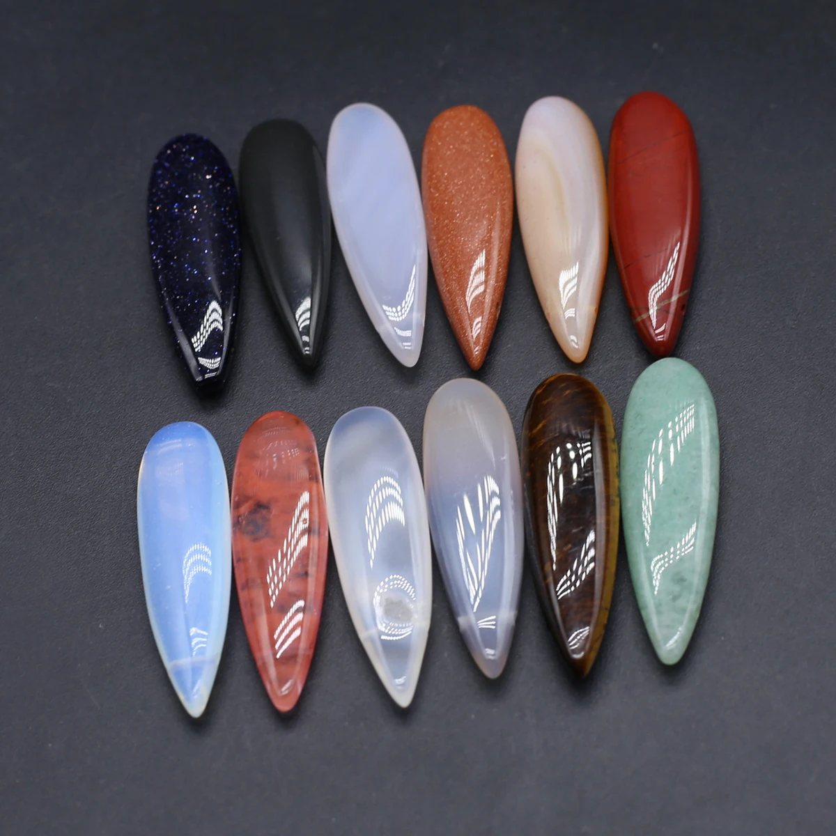 10PCS Wholesale Natural Stone Crystal Agate Turquoise Long Droplet Pendant Jewelry Making DIY Necklace Earrings Accessories Gift