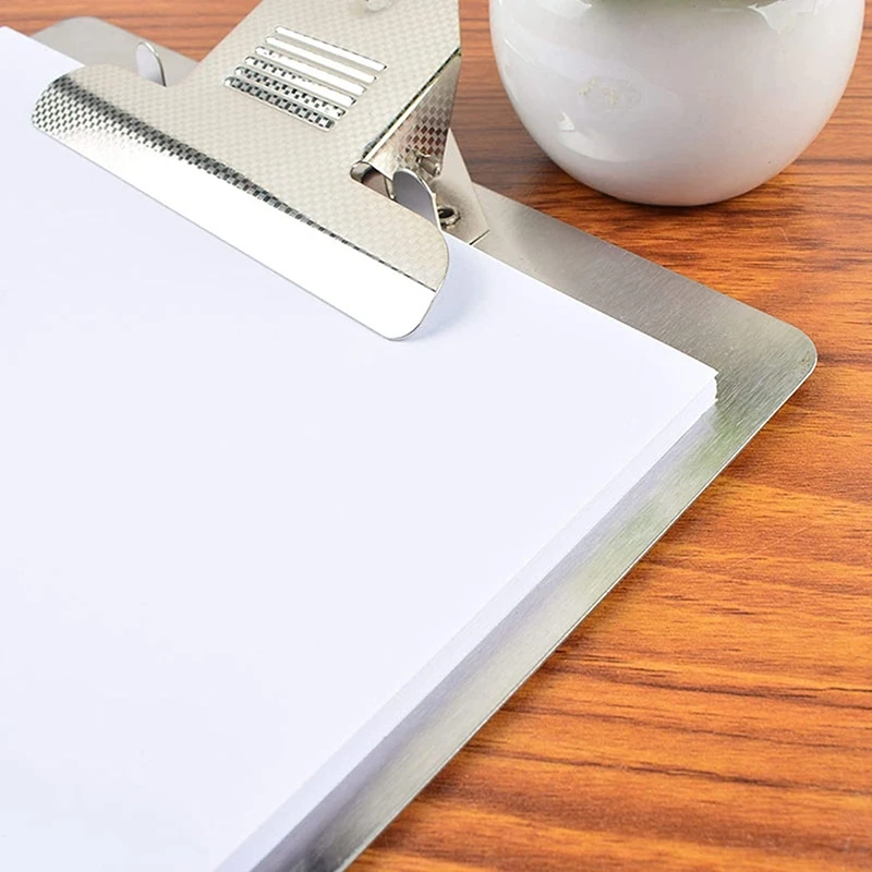 File Folder Metal Clipboard A4 Stainless Steel Clip Board Organizer Binder Board Menu Splint For Office School Teach