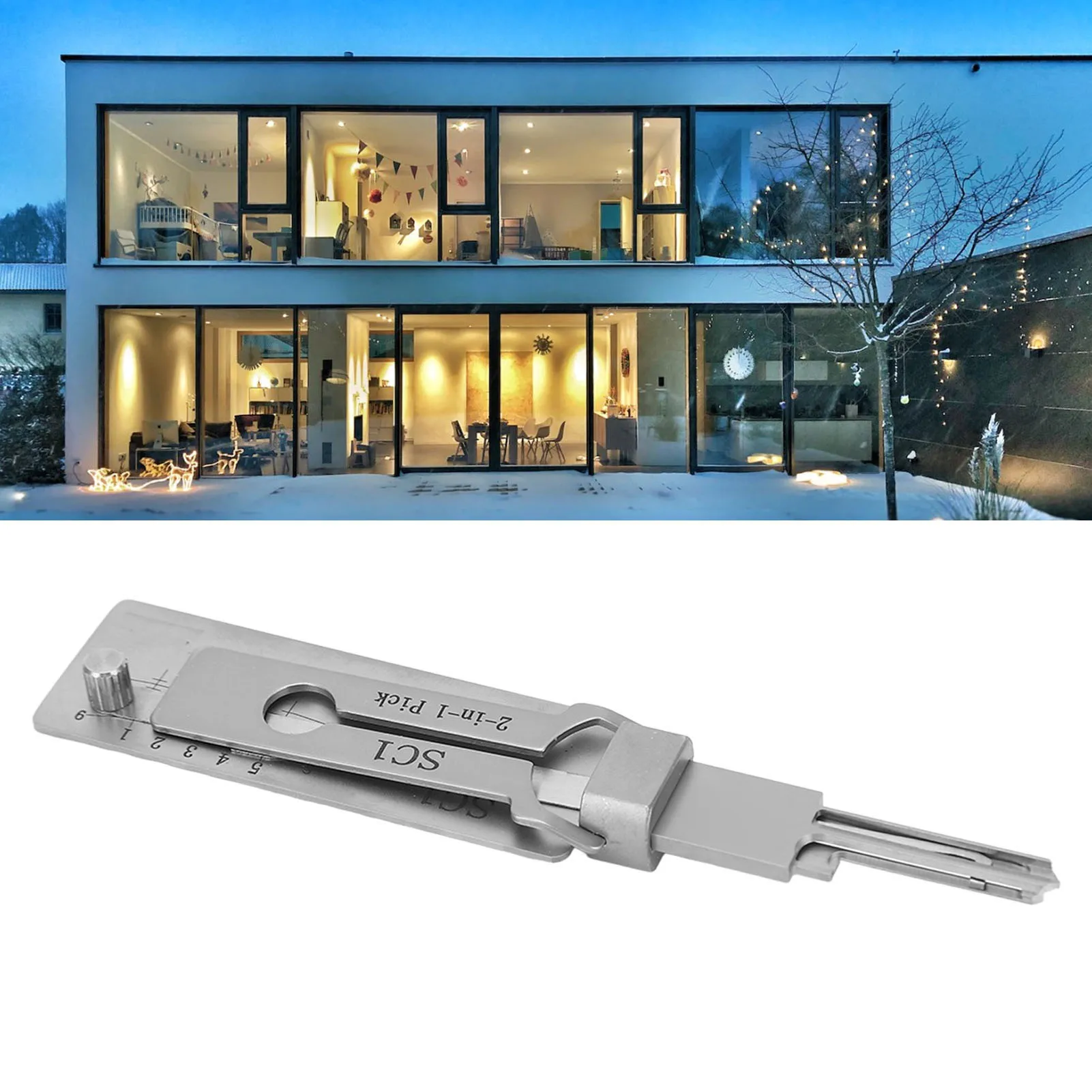 Key Decoder 2 in 1 Stainless Steel Key Pick Up Hook Tool Hardware for Repair Maintenance