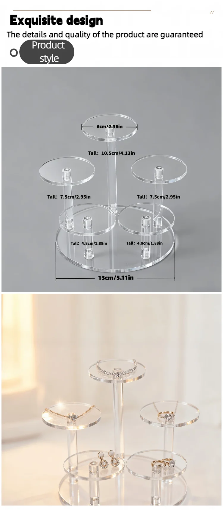 Multifunktionales, transparentes, langlebiges Acryl-Display-Regal, geeignet zum Platzieren von Schmuck, Cupcakes, Parfüm, Puppen, Aufbewahrungsregal. – Detail 5
