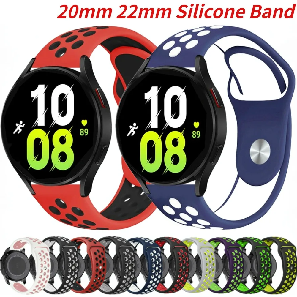 

20mm 22mm Silicone Band for Samsung Galaxy Watch 7/FE/6/5/4 44mm 40mm Sport Bracelet for Huawei Watch 4 Pro/GT3 2 2e/Amazfit GTR