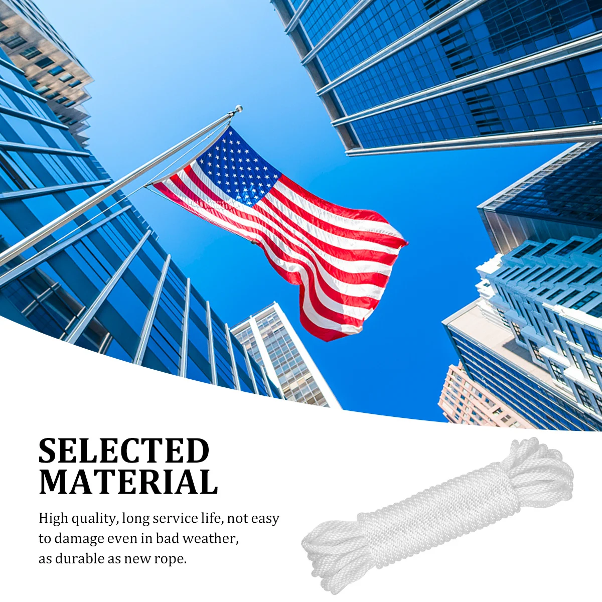 

Flagpole Nylon Rope High Toughness 11.5 Meters 6mm Diameter Weather Resistant for Outdoor Camping Clothes Drying