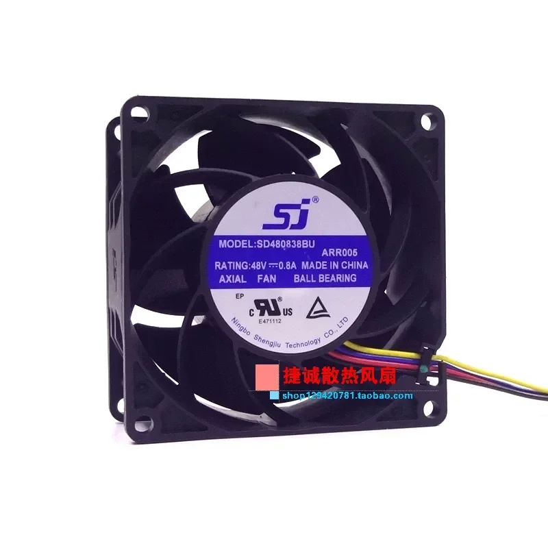 Original SJ SD480838BU 48V 0.8A 8038 8CM 4-wire PWM Temperature Control High Airflow Cooling Fan for Electronics
