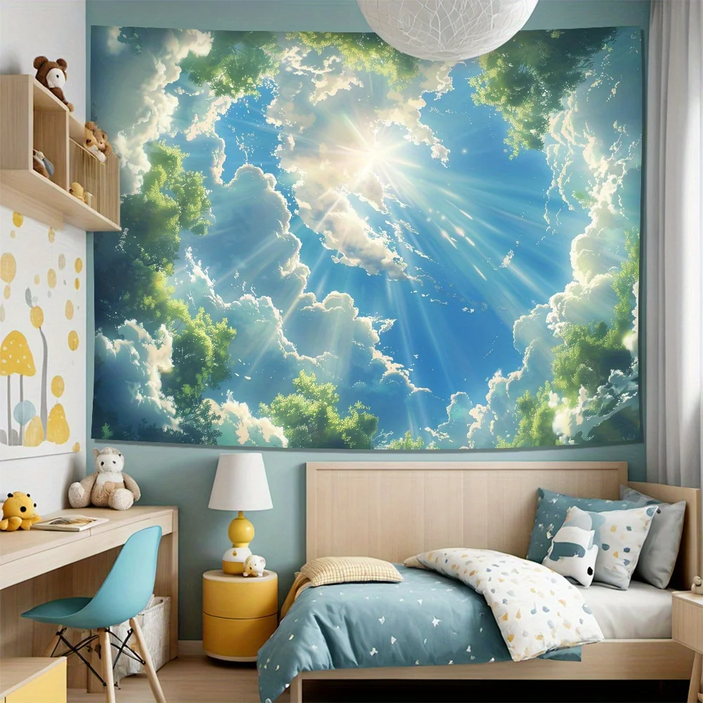 Sky Blue & Sunny Clouds Landscape Tapestry – Wall Hanging for Living Room, Bedroom, Dorm, Home Decor, Perfect Holiday Gift
