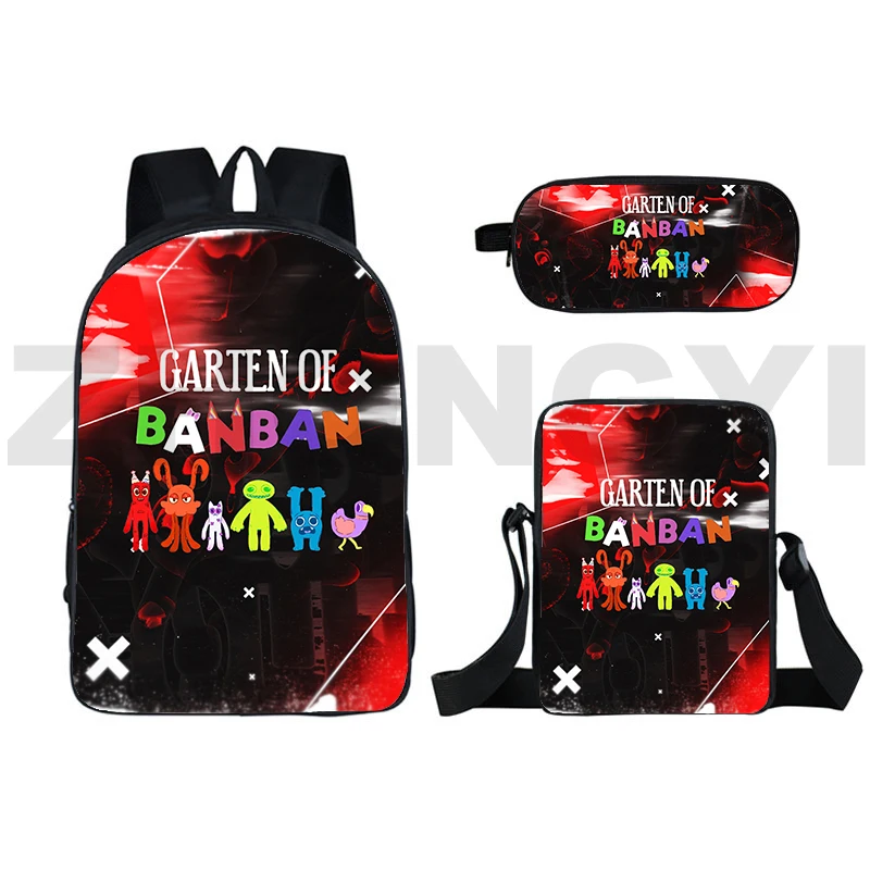 

3 Pcs/Set Garten of BanBan 2 Print Backpacks Mens Cool Handsome Style Sports Packbag 3D Garten of BanBan School Bags for Girls