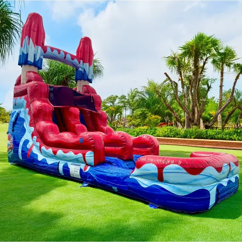 New Design Commercial Colorful 0.55mm PVC Tarpaulin CE Certified Inflatable Water Slide Pool 12-Person Capacity 3-Year