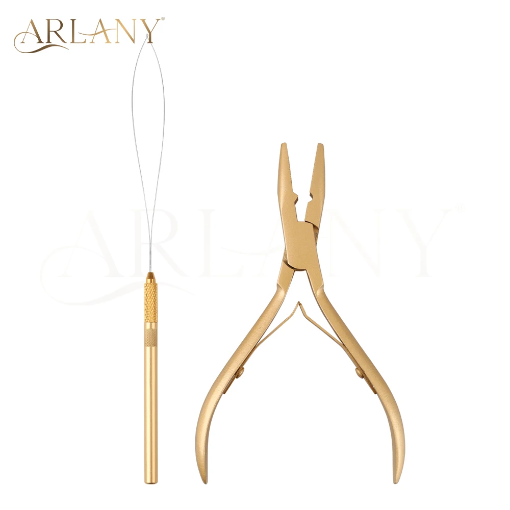 

ARLANY Hair Extension Pliers Kit for Micro Rings Beads Removable Hair Extensions Loop Tool Needle Threader Pulling Hook Tool