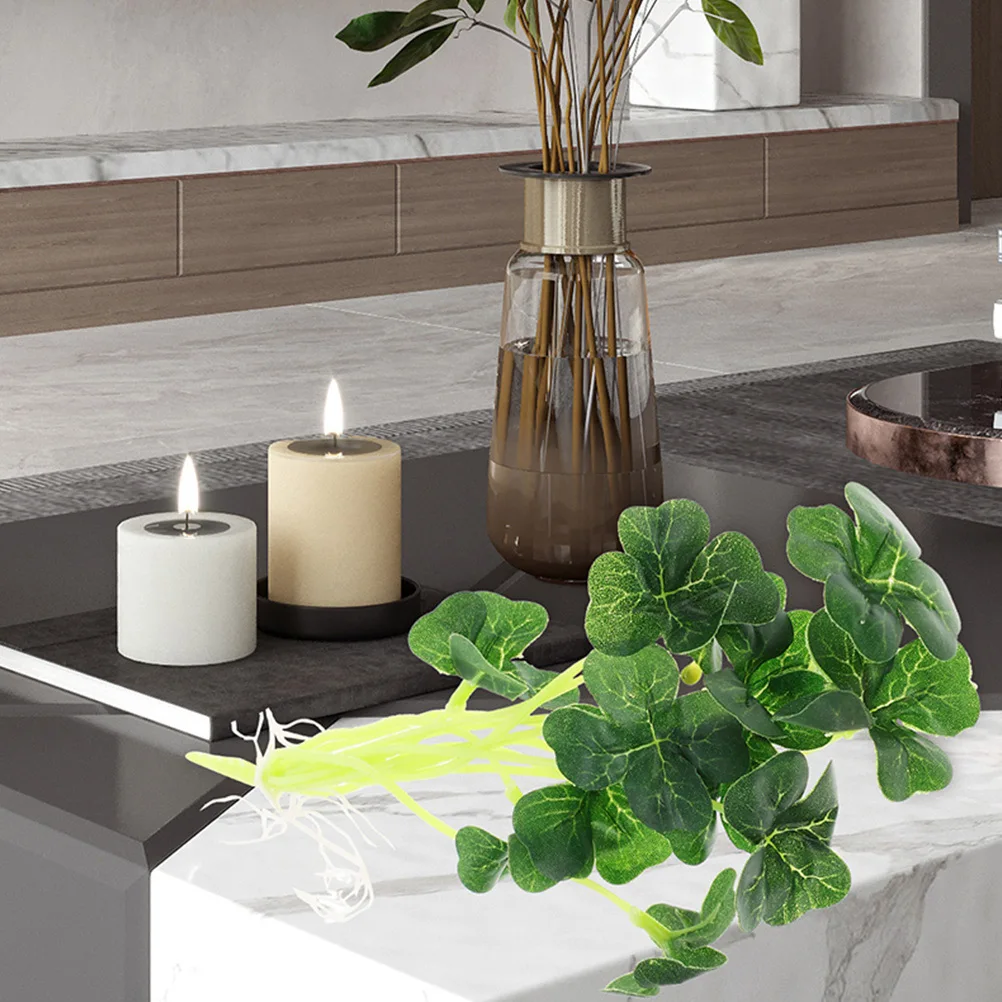

4pcs Artificial Silk Leaves Stems Faux Plants Decor for Dining Table Home Desk Aesthetic Green Cloth naments Simulation Plant