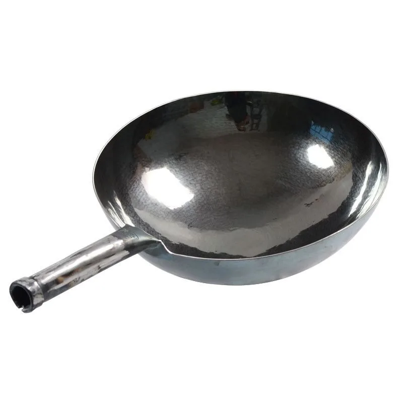 Blacksmith Zhangqiu wok iron round bottom stir-fried  layer  household black  mirror
