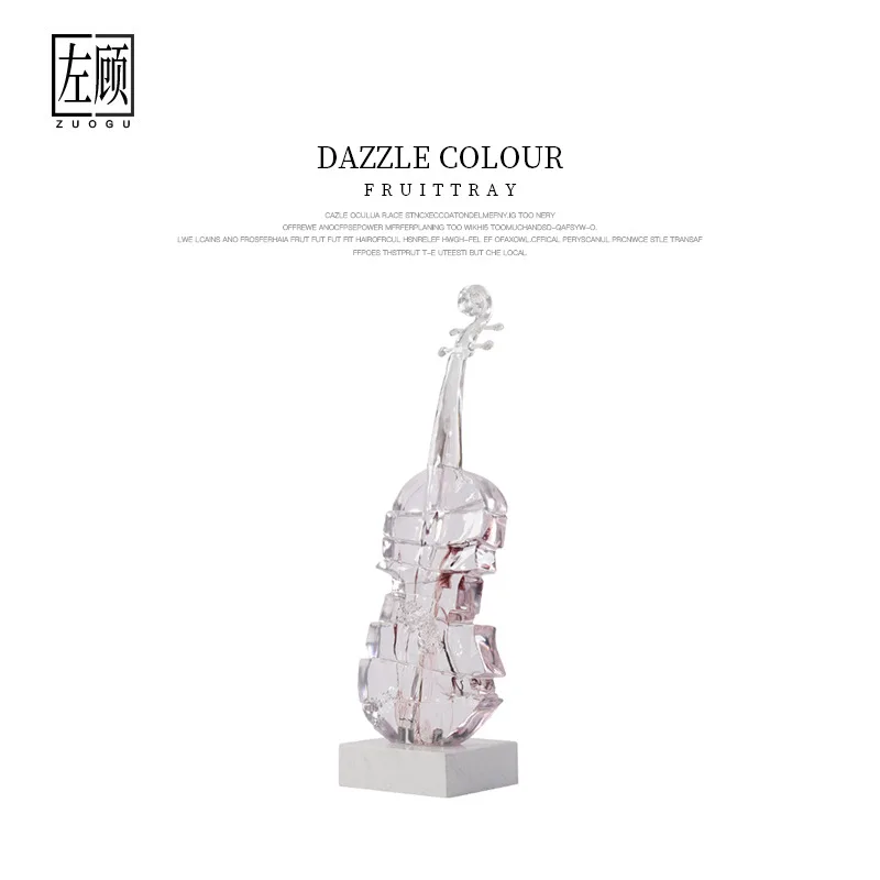 YJQ Creative Transparent Resin Violin Ornament Sales Office Clubhouse Hotel Lobby Aisle Sculpture