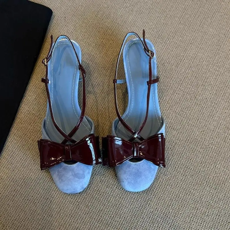

Bow High Heels Women's Sandals Mary Jane Shoes Summer 2025 Elegant Dress Chunky Shoes Woman Slippers Slingback Sandalias