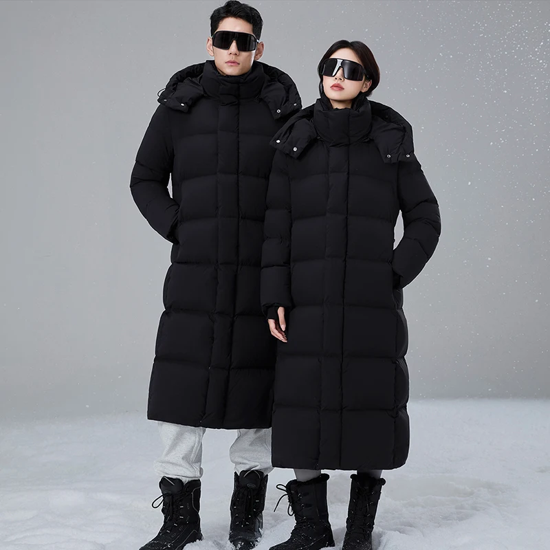 Unisex Thick Warm Loose Down Jacket White Duck Down Fashion Outerwear Men/Women Winter Soft Comfortable Long Puffer Coat