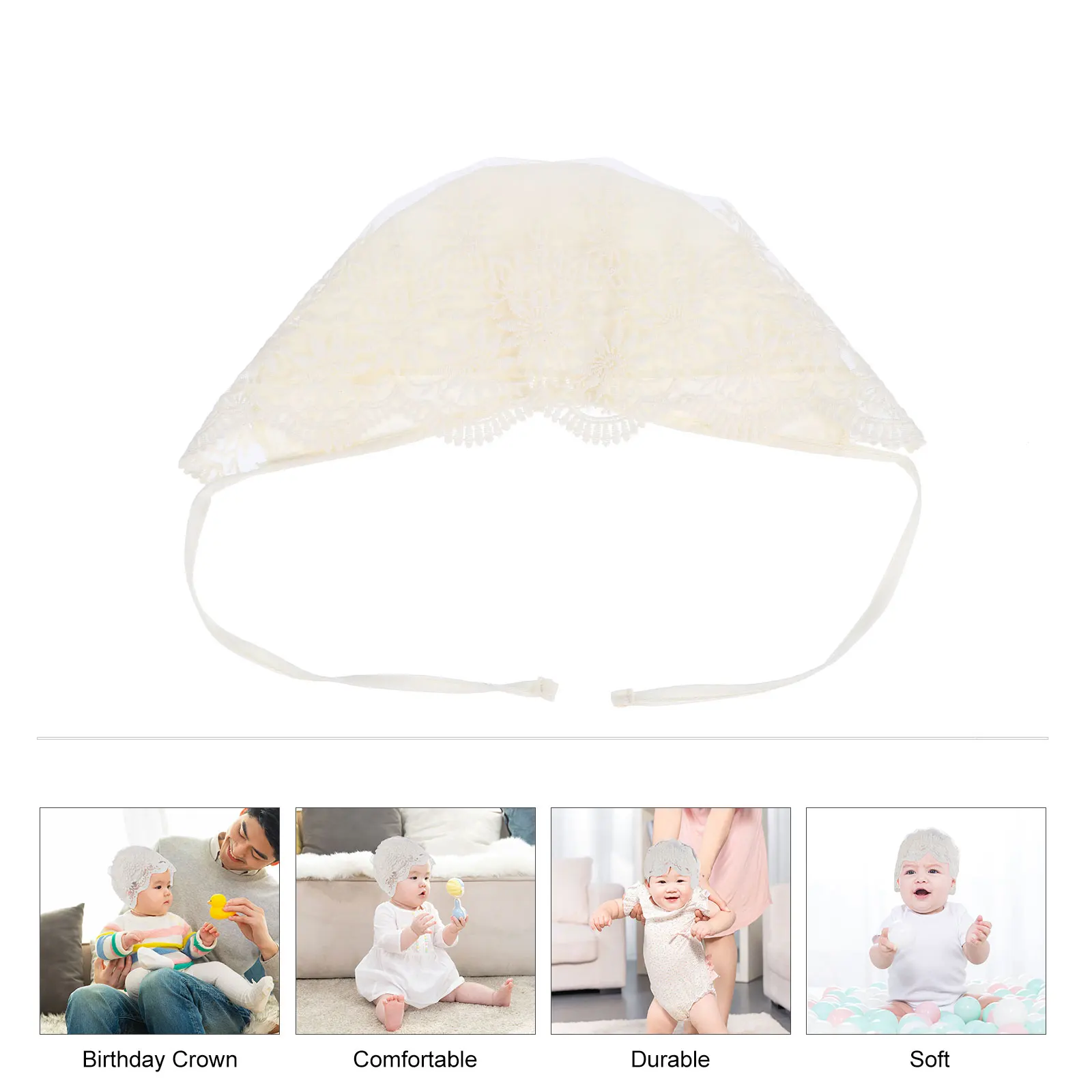 

Lace Court Hat Rope-tied Girls Summer Comfortable Baby Headwraps Fabric Visual Effect