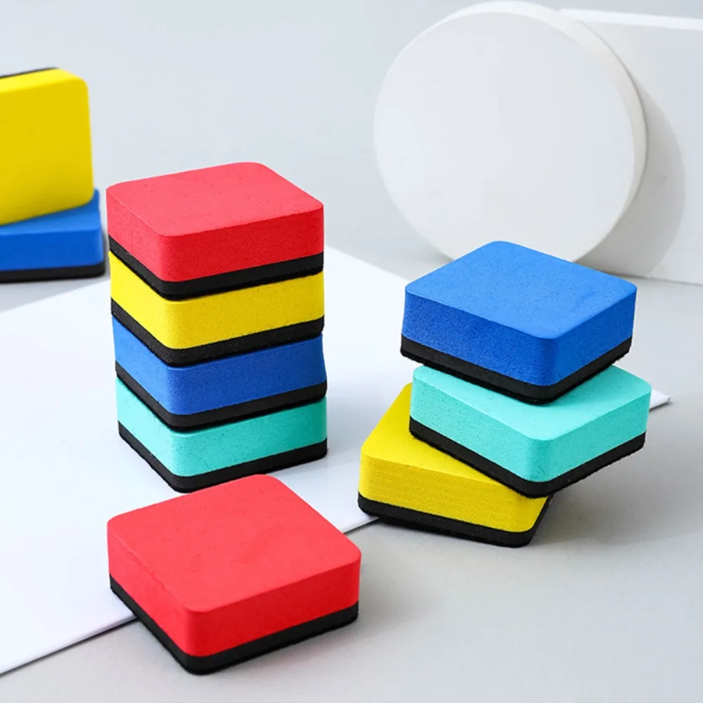 2 pçs durável magnético quadro branco borracha eva feltro quadrado limpeza de quadro duplo-cor quadro negro limpar sala de aula