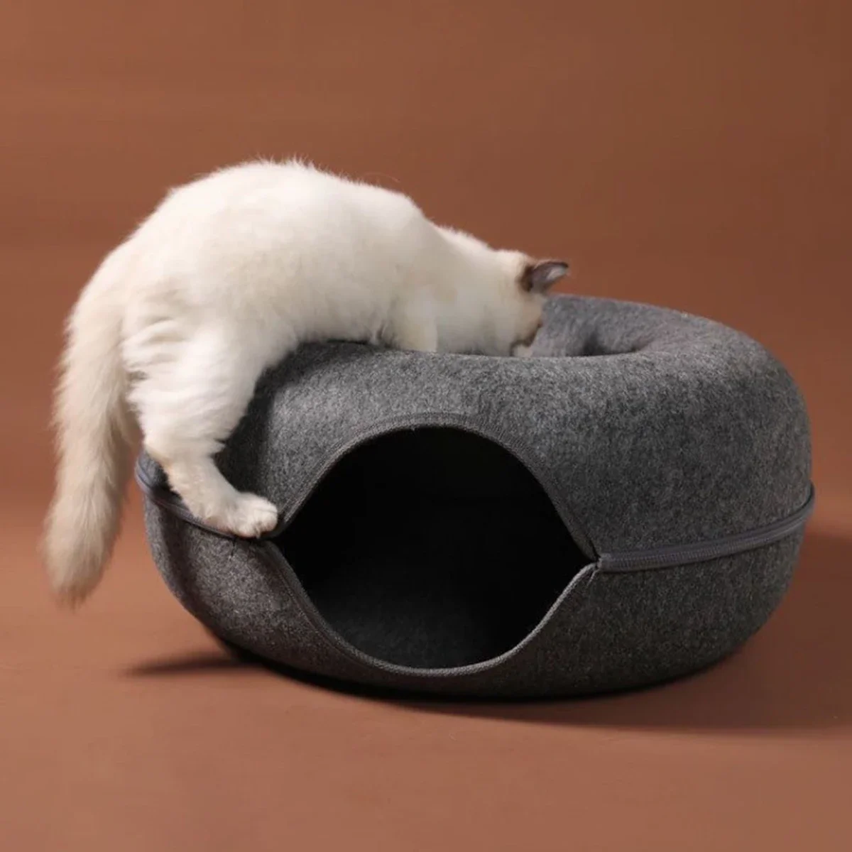 Katzentunnel Donut Katzenbett Interaktiver Tunnel Haustier-Filz Indoor-Spielzeug Katzenhaus Kätzchen-Trainingsspielzeug Katzenstall Katzenzubehör – Detail 9