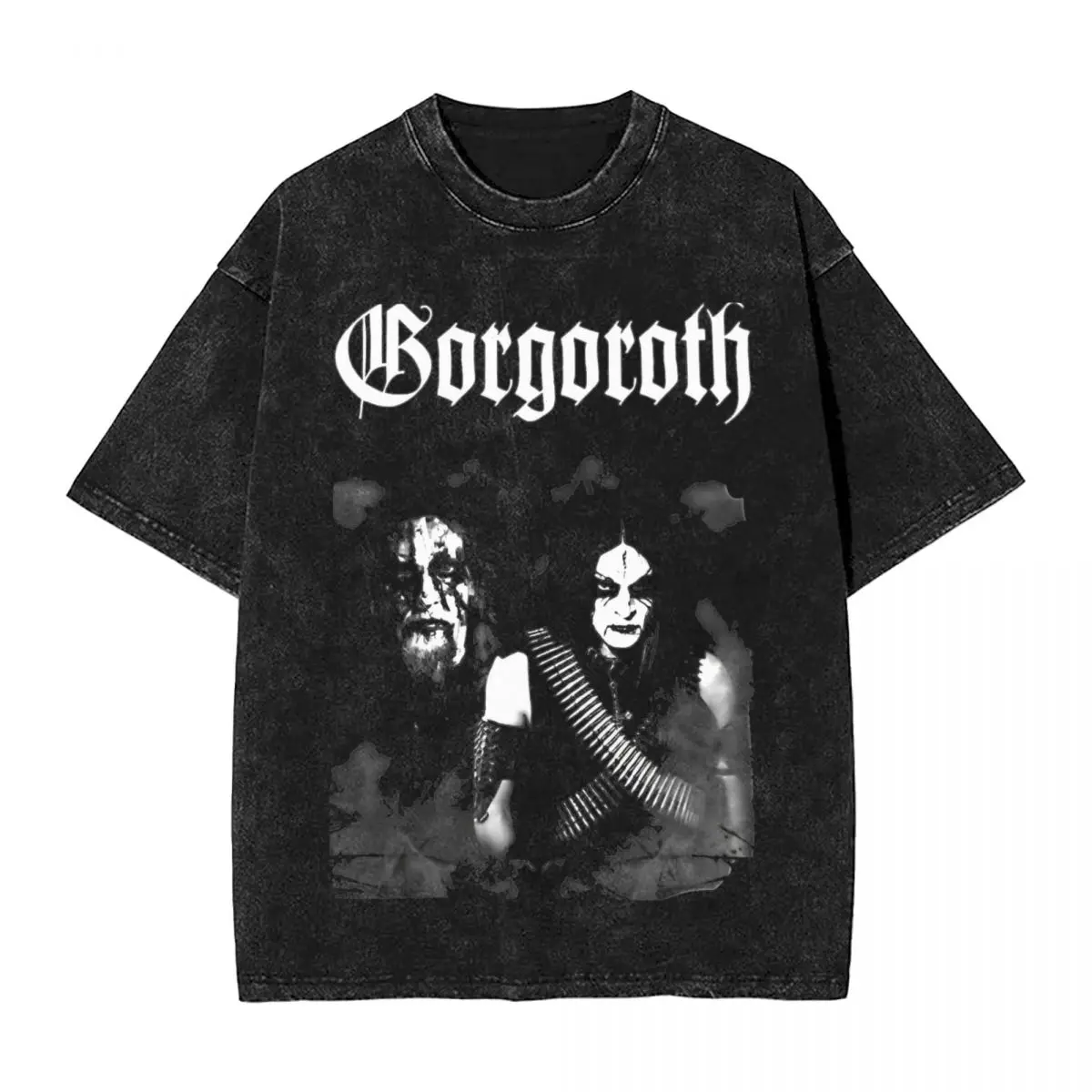 

Gorgoroth New Logo Washed T Shirts Streetwear Fashion T-Shirts Metal Music Band Tee Shirt for Men Women Cotton Harajuku Summer