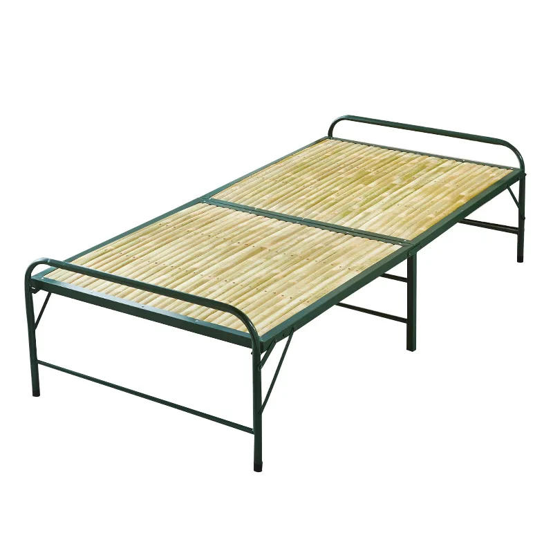 

Simple folding bed bamboo board bed rental house construction site bed free installation